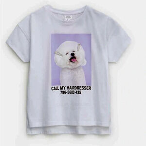 Zara Girls' ANIMAL PRINT T-SHIRT WITH PEARL BEADS Size 11-12